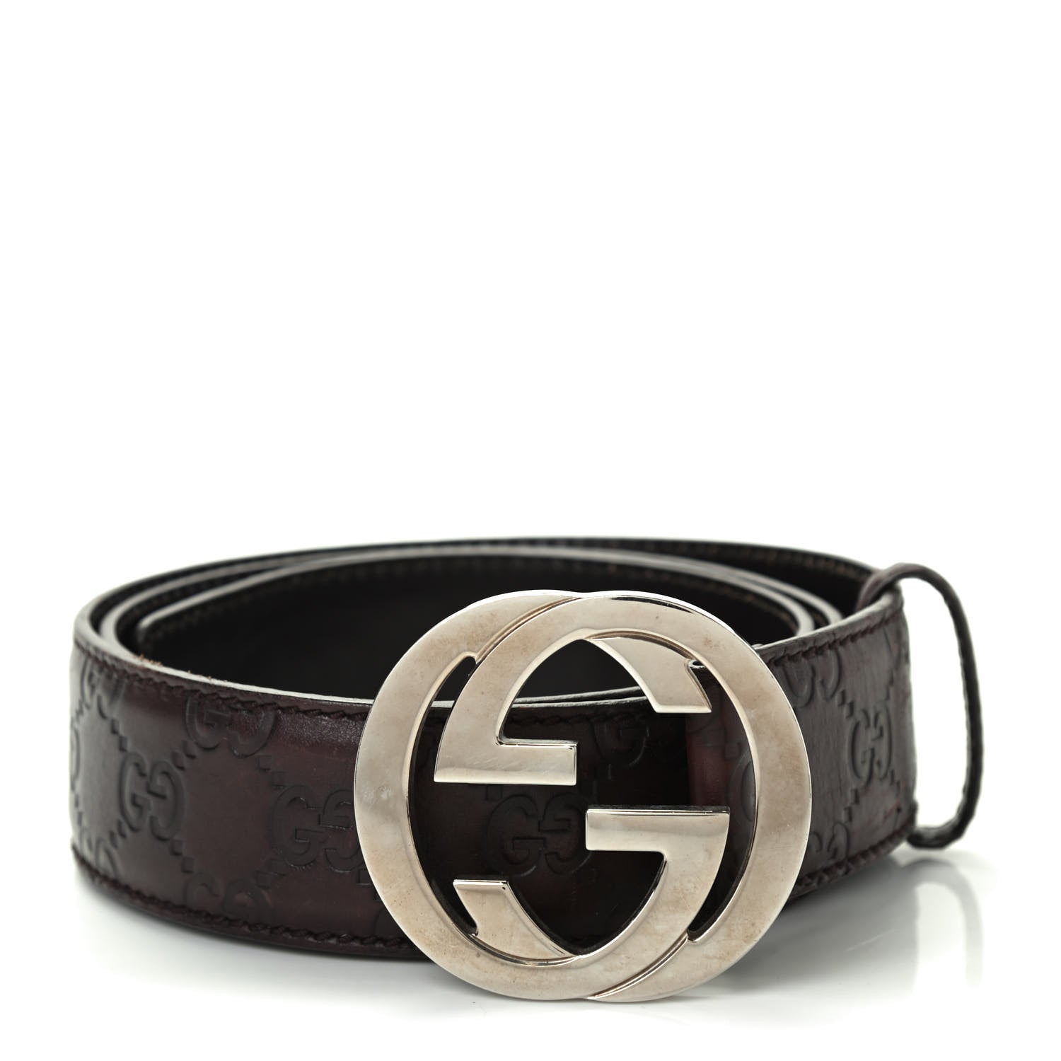Gucci Guccissima Interlocking G Belt 90 36 Dark Brown 1 of 4