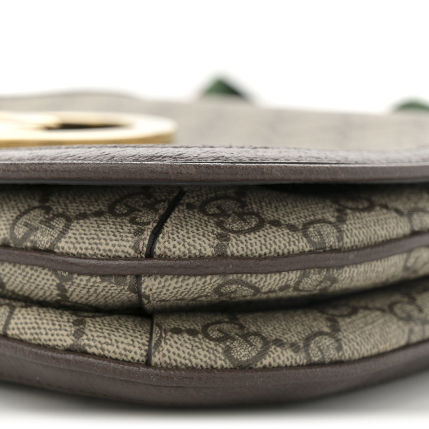 GG Supreme Monogram Textured Dollar Calfskin Web Medium Blondie Top Handle Shoulder Flap Bag Beige Ebony New Acero
