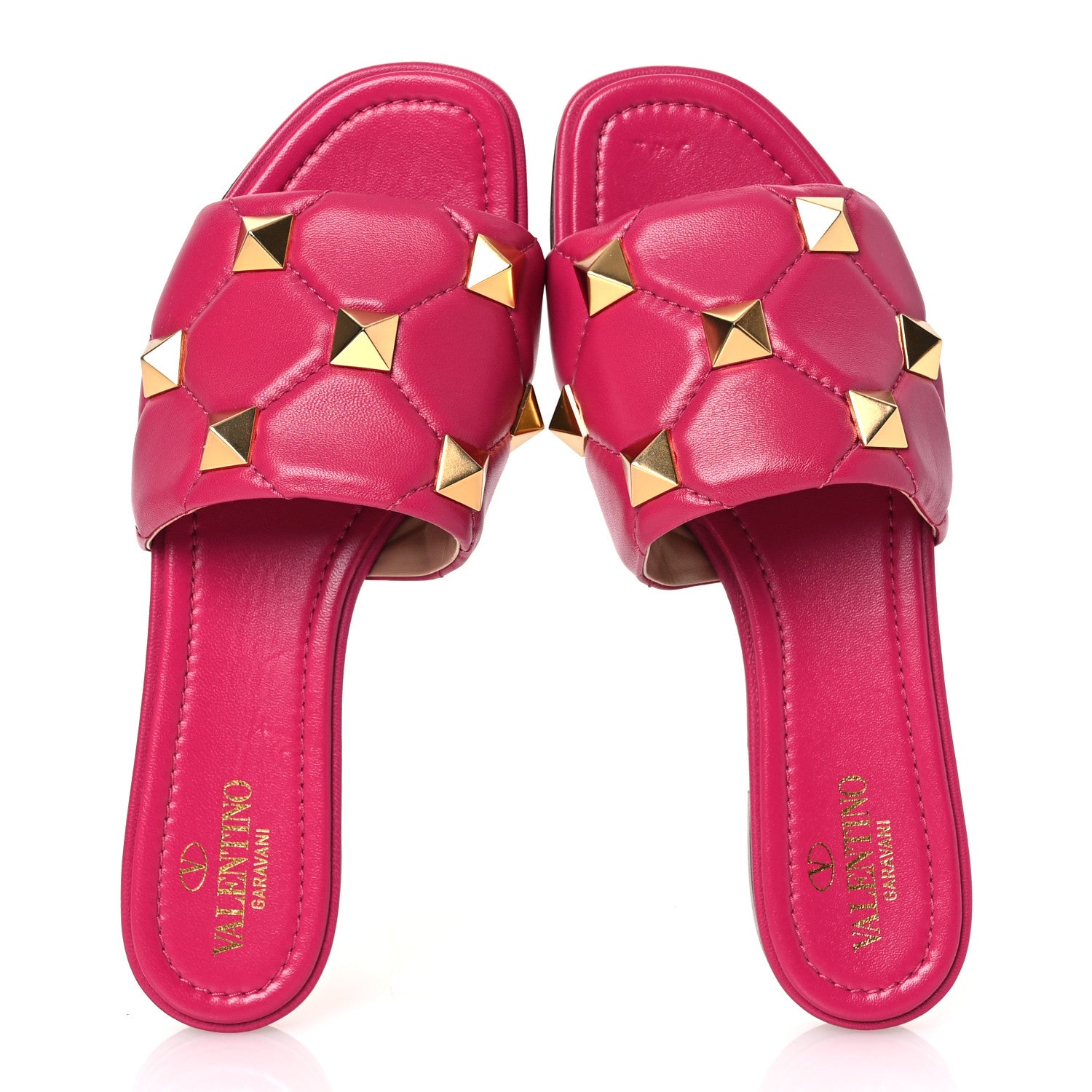 Valentino Garavani Nappa Roman Stud Flat Slide Sandals 38 Blossom 2 of 11