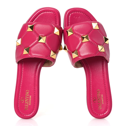 Valentino Garavani Nappa Roman Stud Flat Slide Sandals 38 Blossom 2 of 11