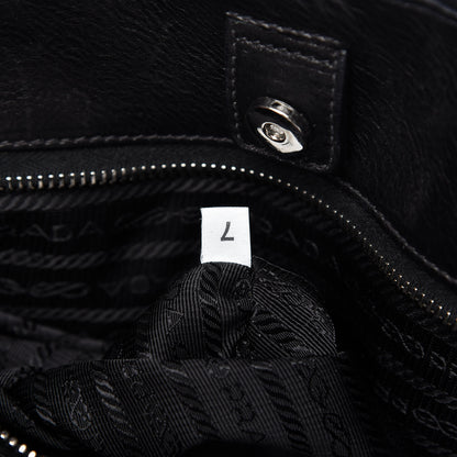 Prada Tessuto Nylon Soft Calfskin Tote Black 9 of 11