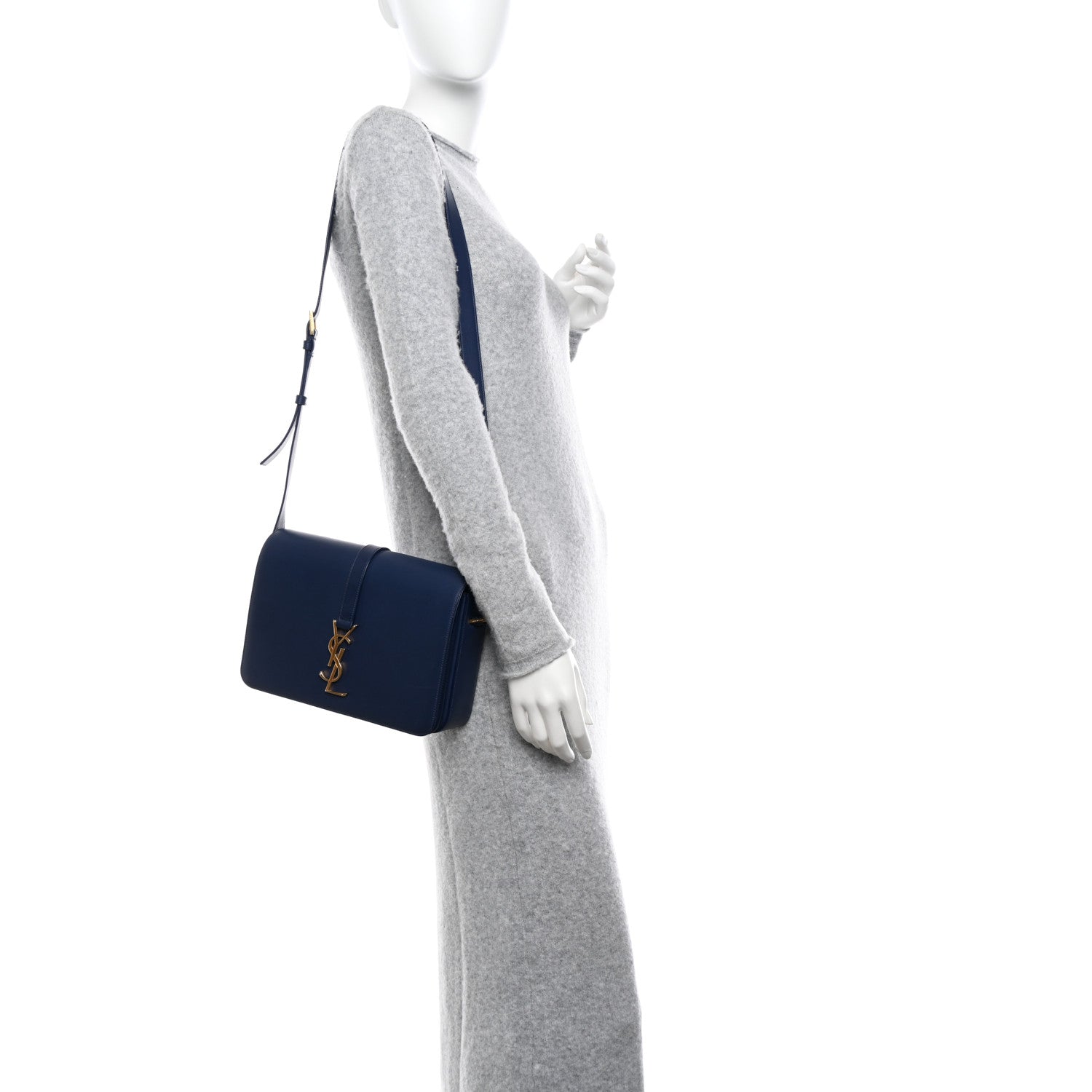 Saint Laurent Smooth Calfskin Medium Classic Monogram Universite Bag Deep Marine 2 of 16