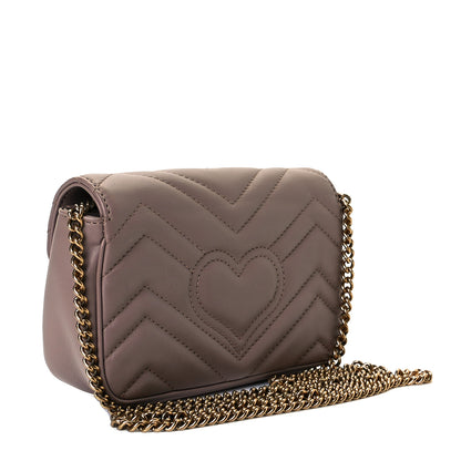Gucci Calfskin Matelasse Super Mini GG Marmont Shoulder Bag Porcelain Rose 3 of 7