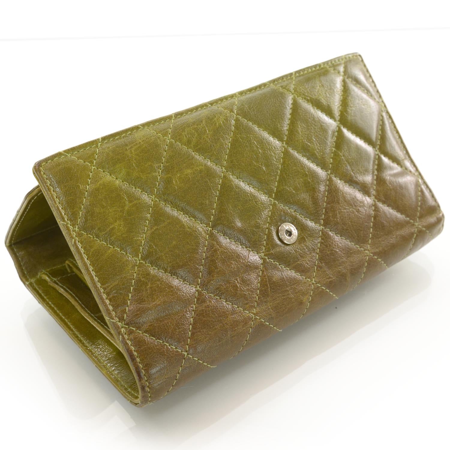 Chanel Calfskin Quilted Large Flap Wallet Green 5 of 10