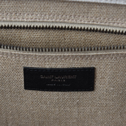 Saint Laurent Linen Calfskin Rive Gauche Tote Optic White 7 of 9