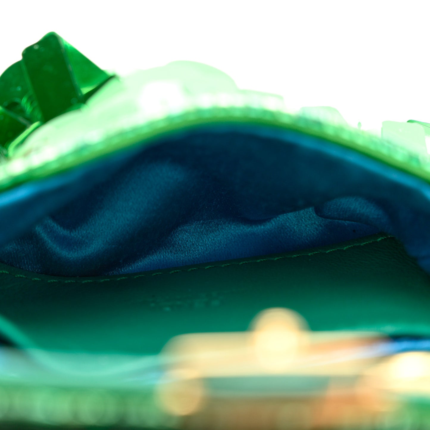 Sequin Paillettes Shiny Nappa Sex and the City Nano Baguette Belt Charm Green