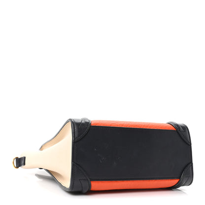 Celine Elephant Calfskin Nano Tri-Color Luggage Bright Orange 4 of 9