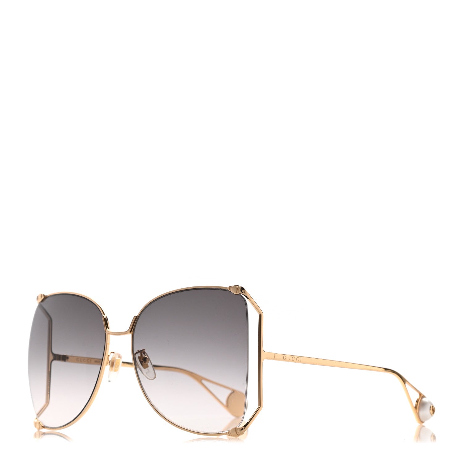 Gucci Metal Oversized Round Sunglasses GG0252S Gold 1 of 7