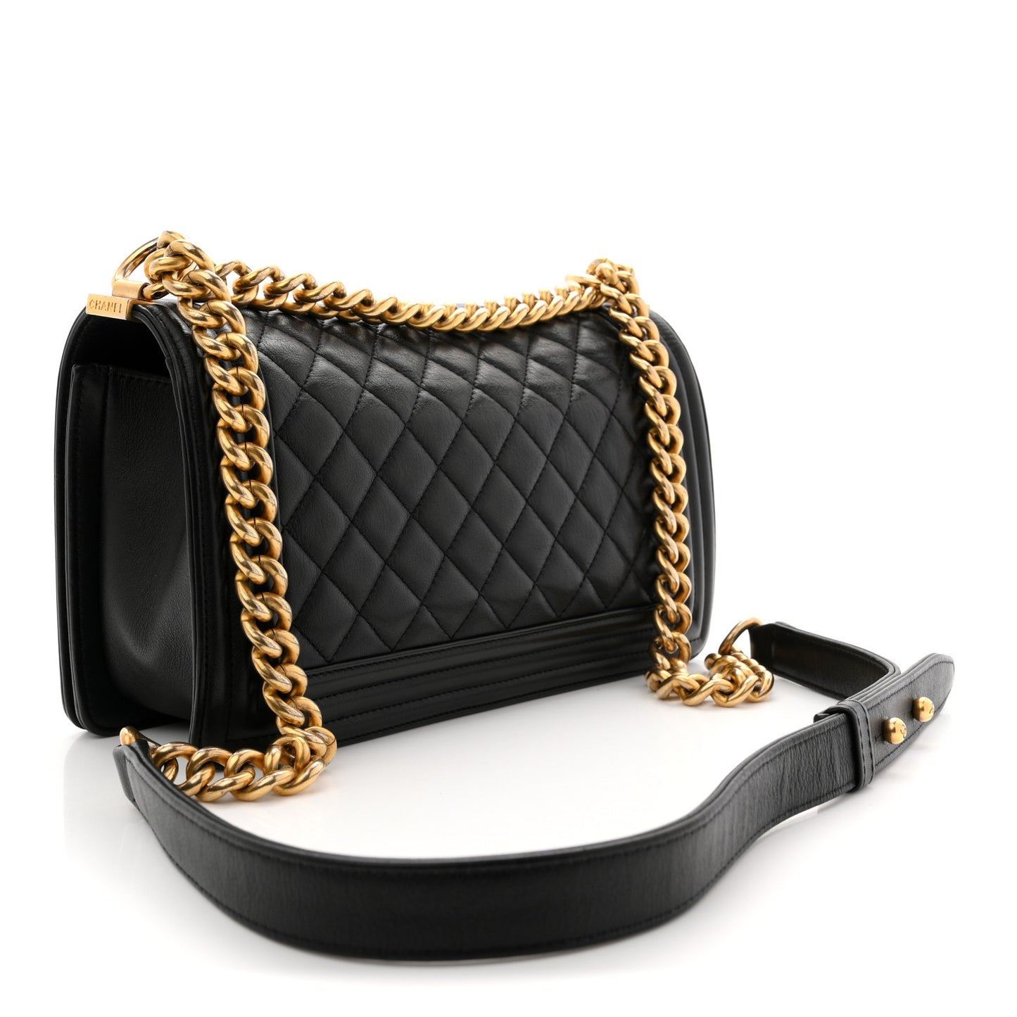 Calfskin Quilted Medium Boy Flap Black