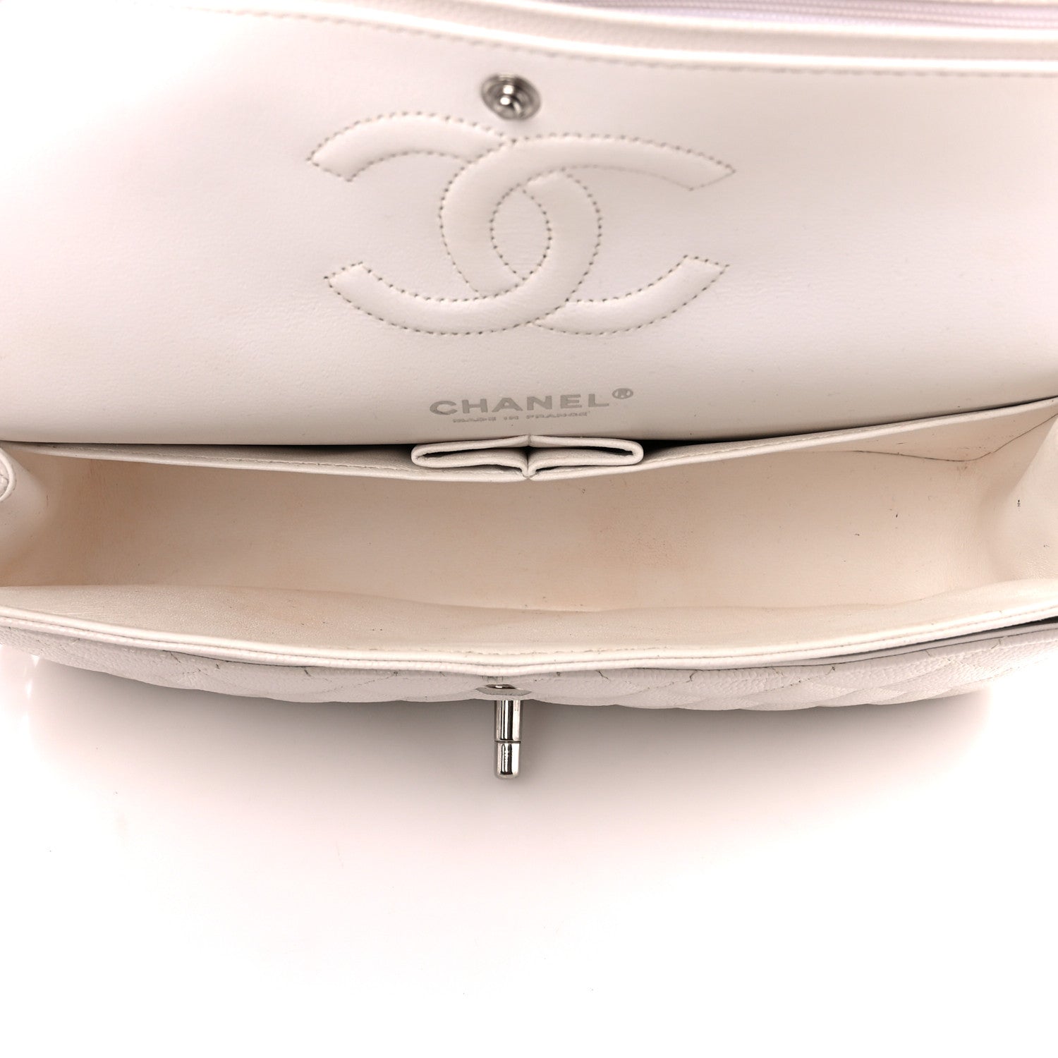 Chanel Caviar Quilted Medium Double Flap White 5 of 12