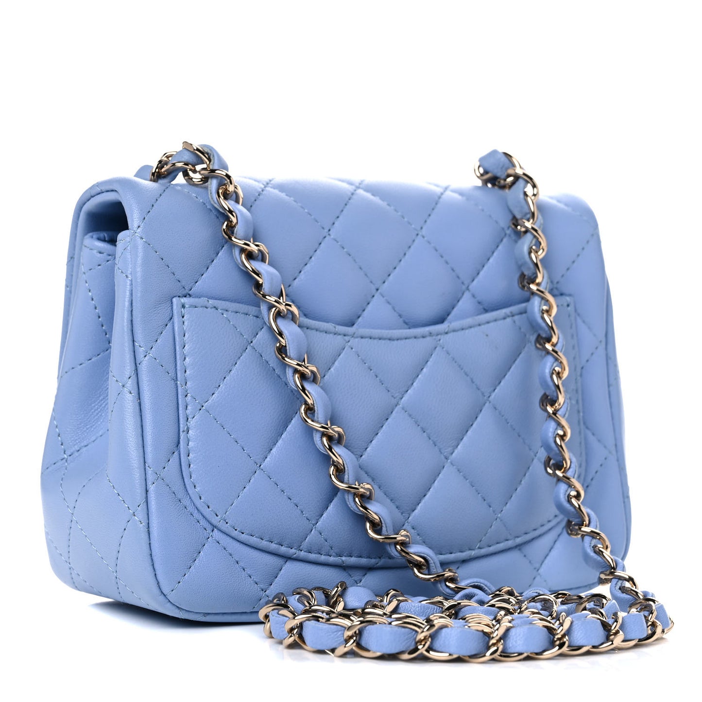 Lambskin Quilted Mini Square Flap Blue