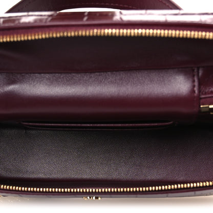 Chanel Calfskin Crocodile Embossed Crococo Small Slim Vanity Case With Chain Dark Burgundy 4 of 12