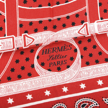 Hermes Cashmere Silk Eperon D'Or Shawl 140 Rouge White Black 3 of 4