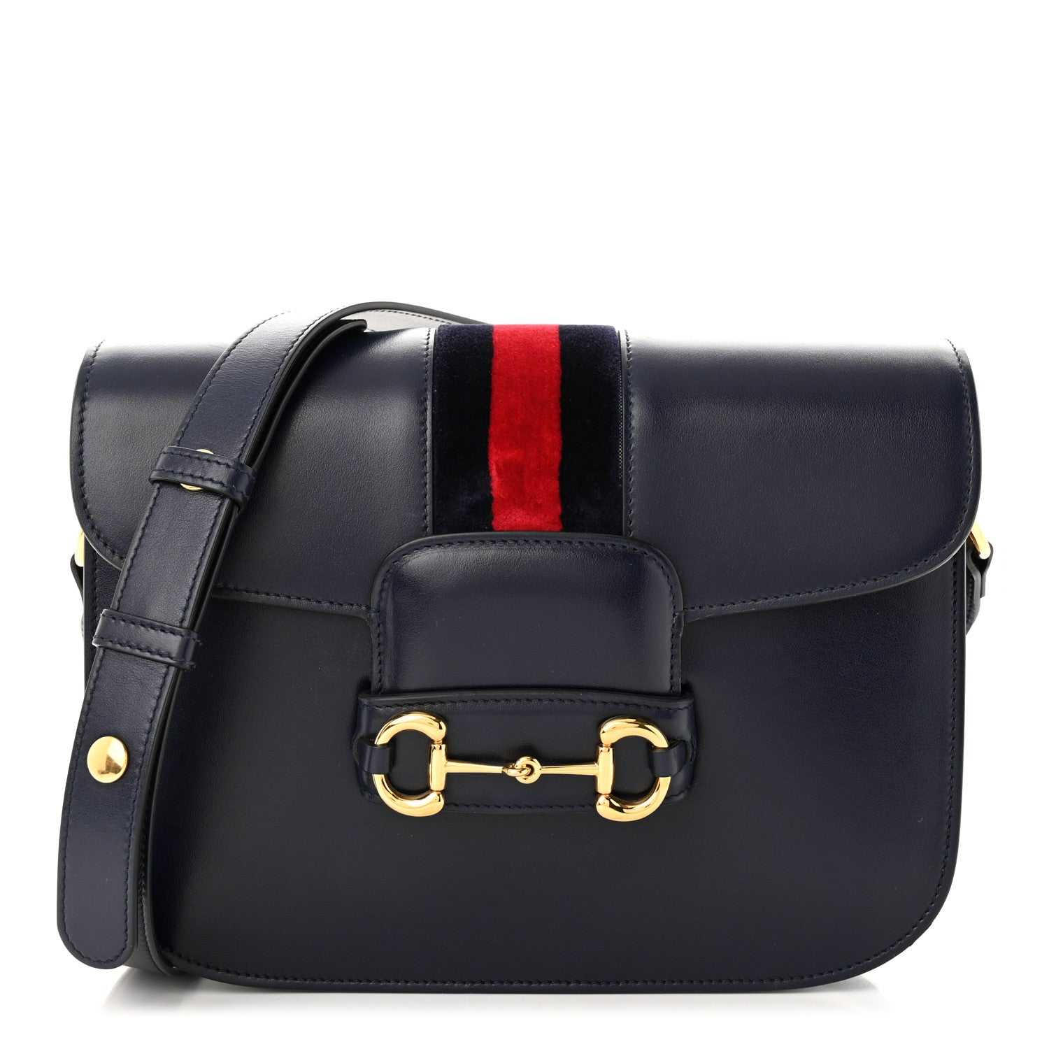 Gucci Calfskin Web Horsebit 1955 Shoulder Bag Blue 1 of 11
