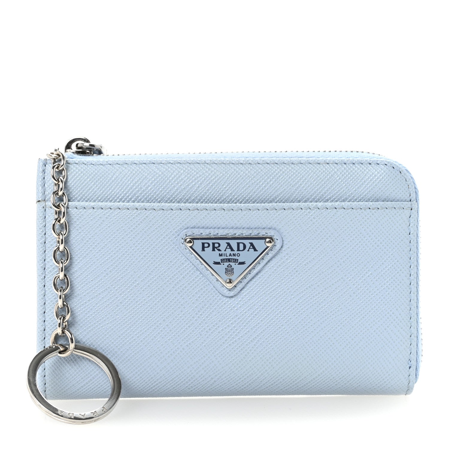 Prada Saffiano Triangle Zip Around Keychain Astrale 1 of 7