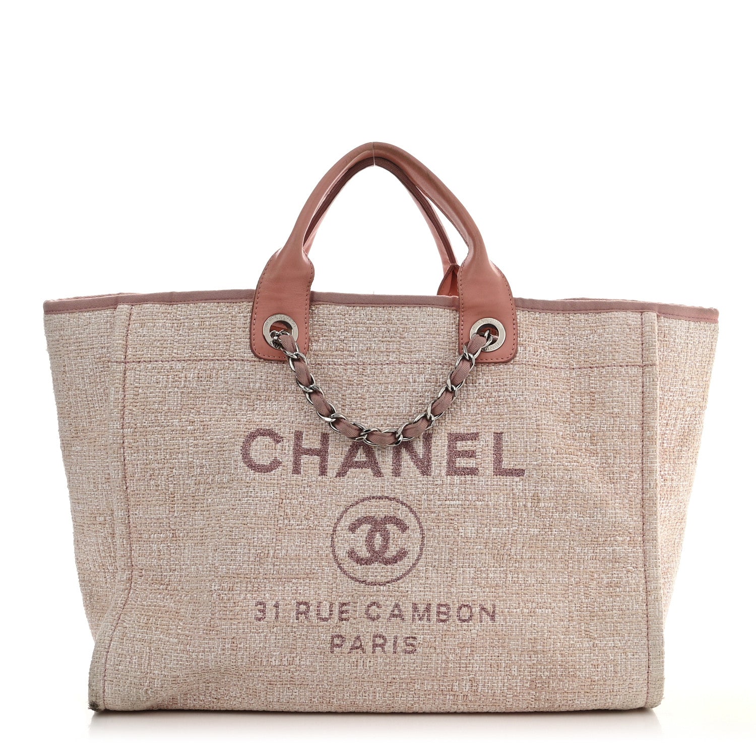Chanel Straw Lurex Large Deauville Tote Pink 1 of 15