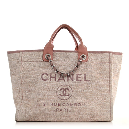 Chanel Straw Lurex Large Deauville Tote Pink 1 of 15
