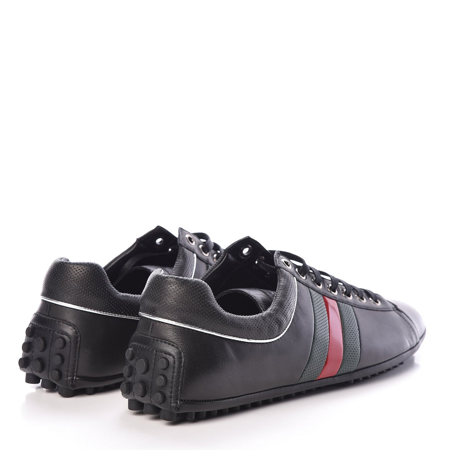 Calfskin Web Mens Lace Up Driver Sneakers 8 Black