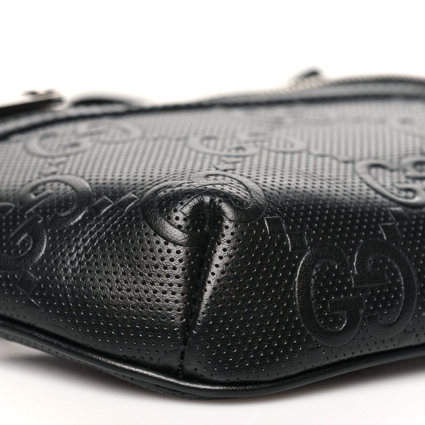Calfskin GG Tennis Embossed Belt Bag Black