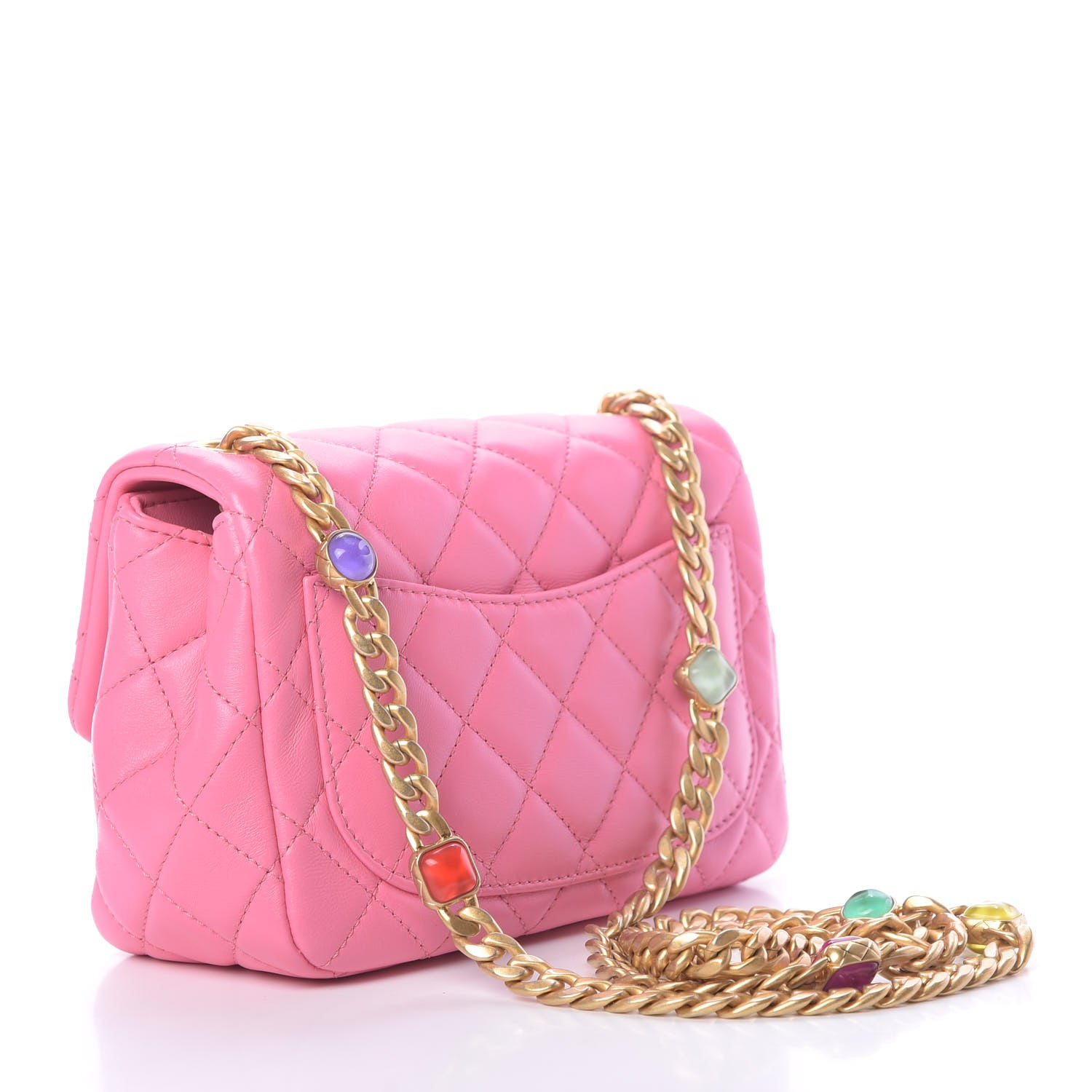 Chanel Lambskin Resin Quilted Mini Pearl Samba Square Flap Pink 3 of 11
