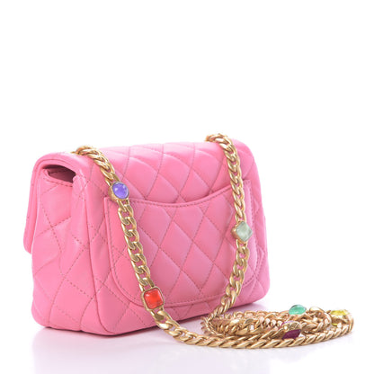 Chanel Lambskin Resin Quilted Mini Pearl Samba Square Flap Pink 3 of 11