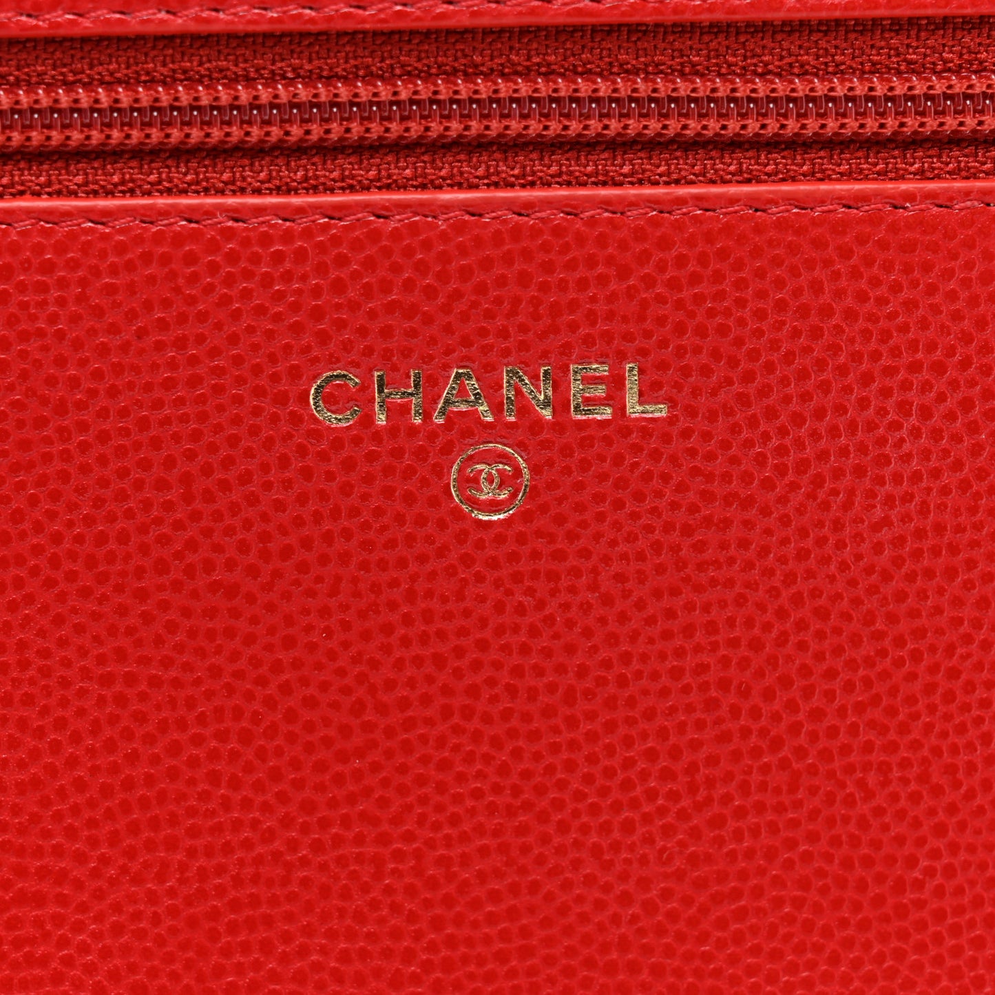 Caviar Camellia Embossed Wallet On Chain WOC Red