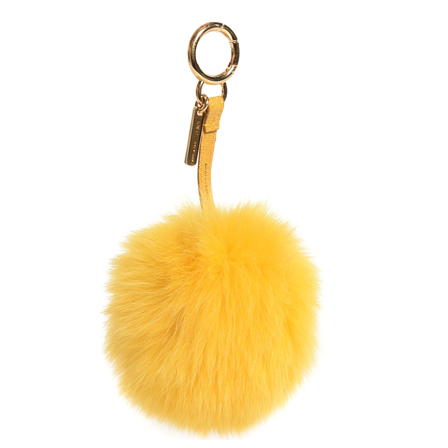 Fendi Fox Fur Pom Pom Bag Charm Yellow 3 of 6