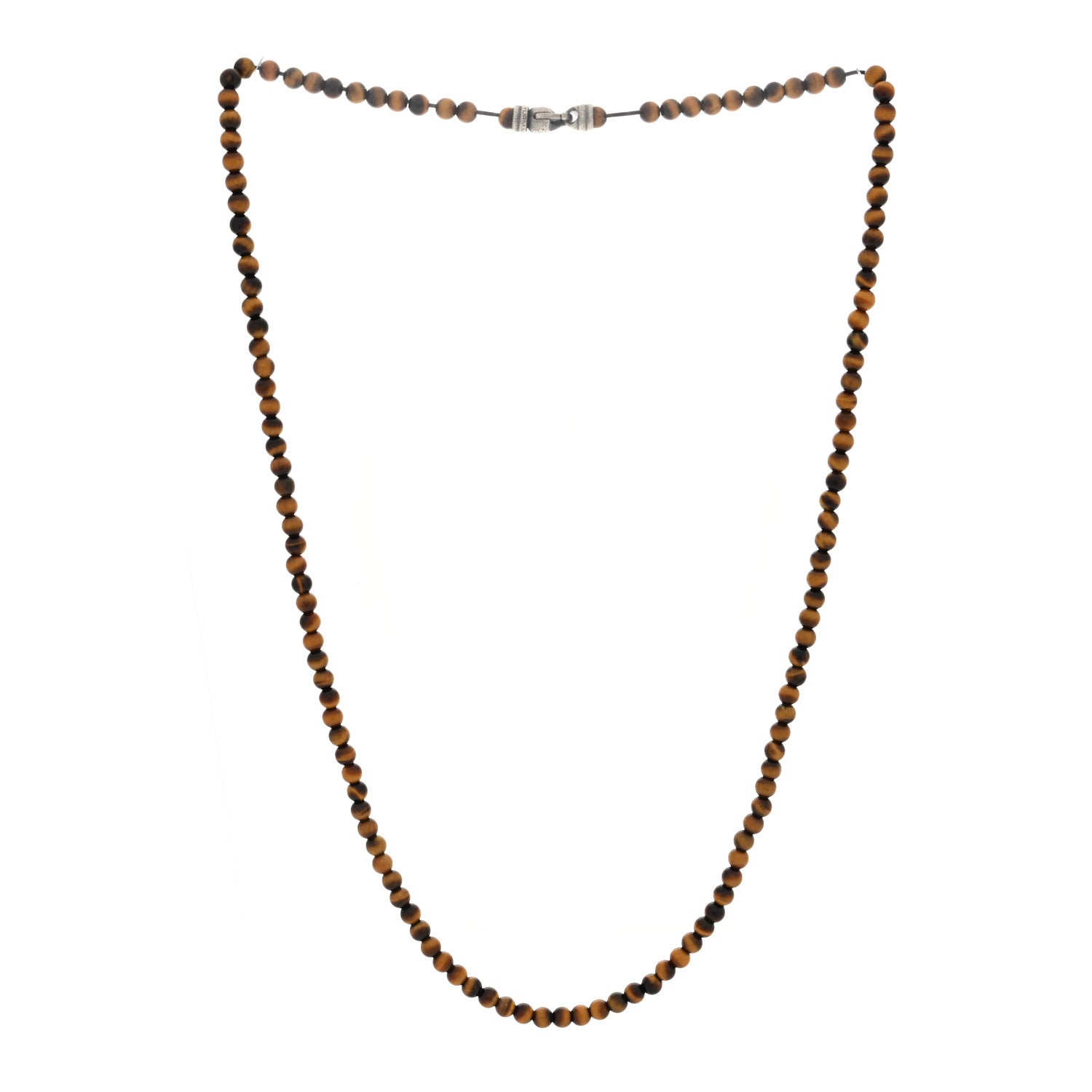 David Yurman Sterling Silver Tigers Eye 5mm Spiritual Beads Necklace 3 of 4
