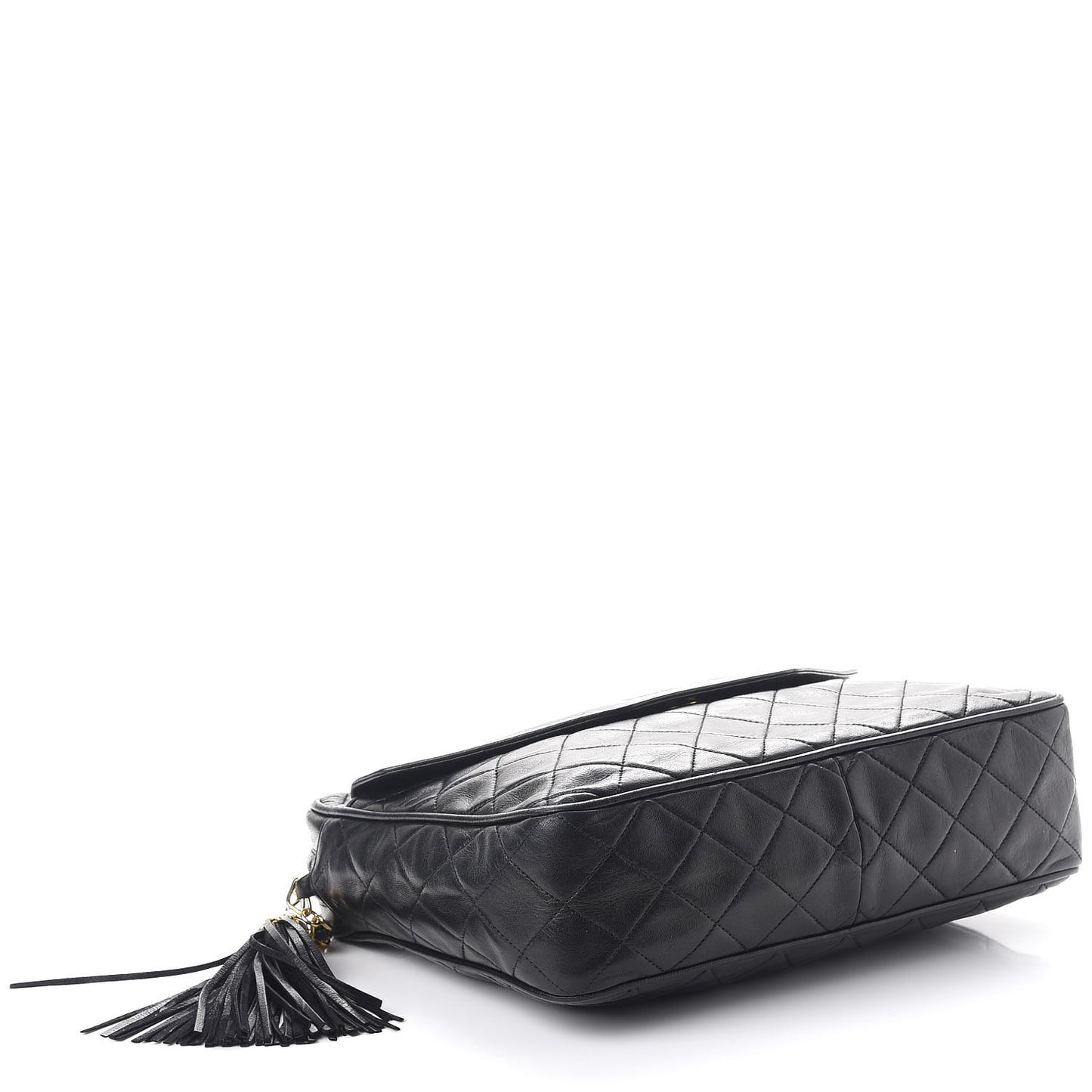 Lambskin Quilted CC Tassel Camera Case Black