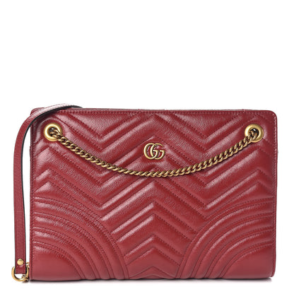 Gucci Azalea Calfskin Matelasse Heart Medium GG Marmont Slim Shoulder Bag Romantic Cerise 1 of 9