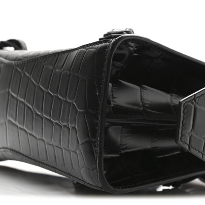 Balenciaga Semi Shiny Calfskin Crocodile Embossed Neo Classic Black Hardware Mini City Black 10 of 12