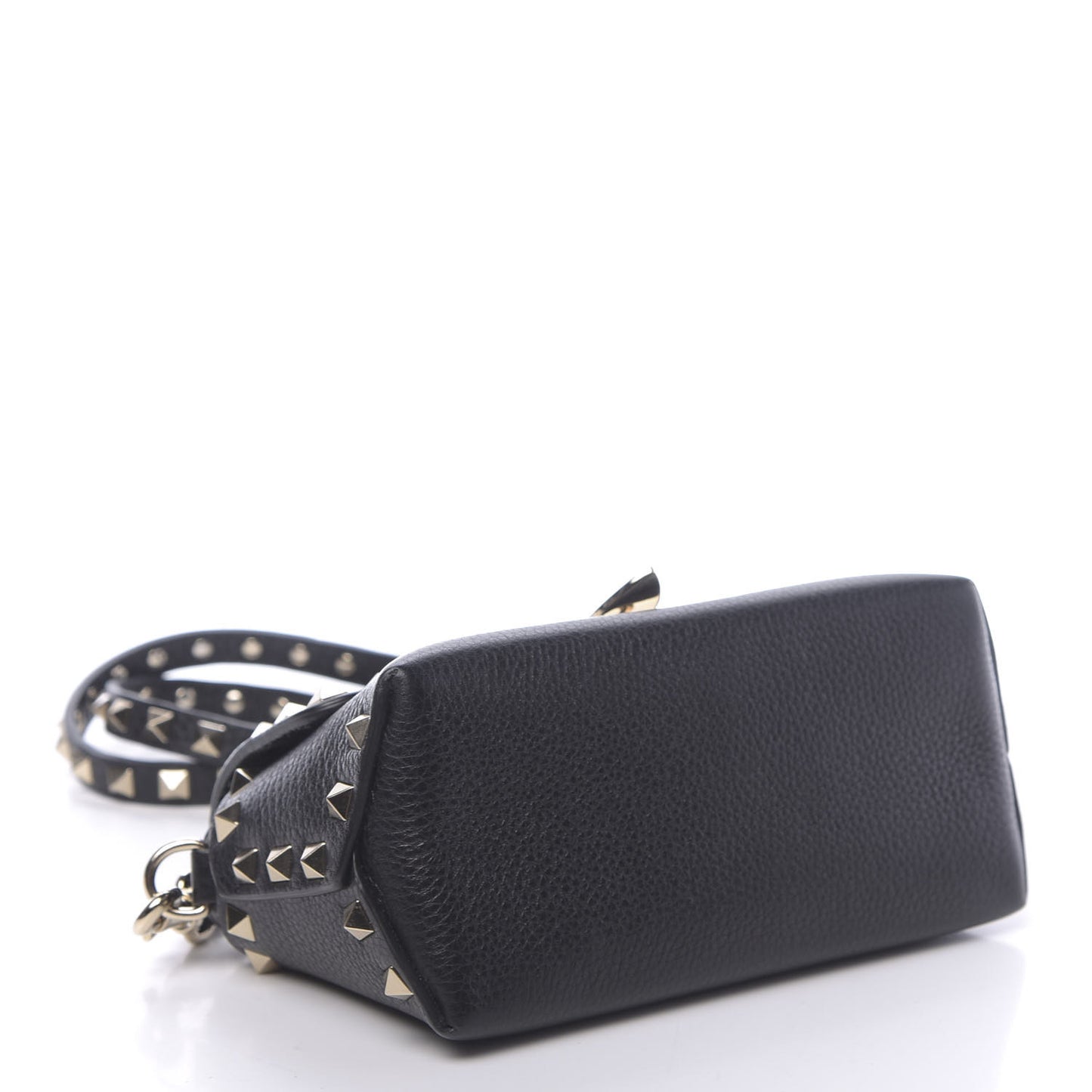 Pebbled Calfskin Mini Rockstud Crossbody Bag Black
