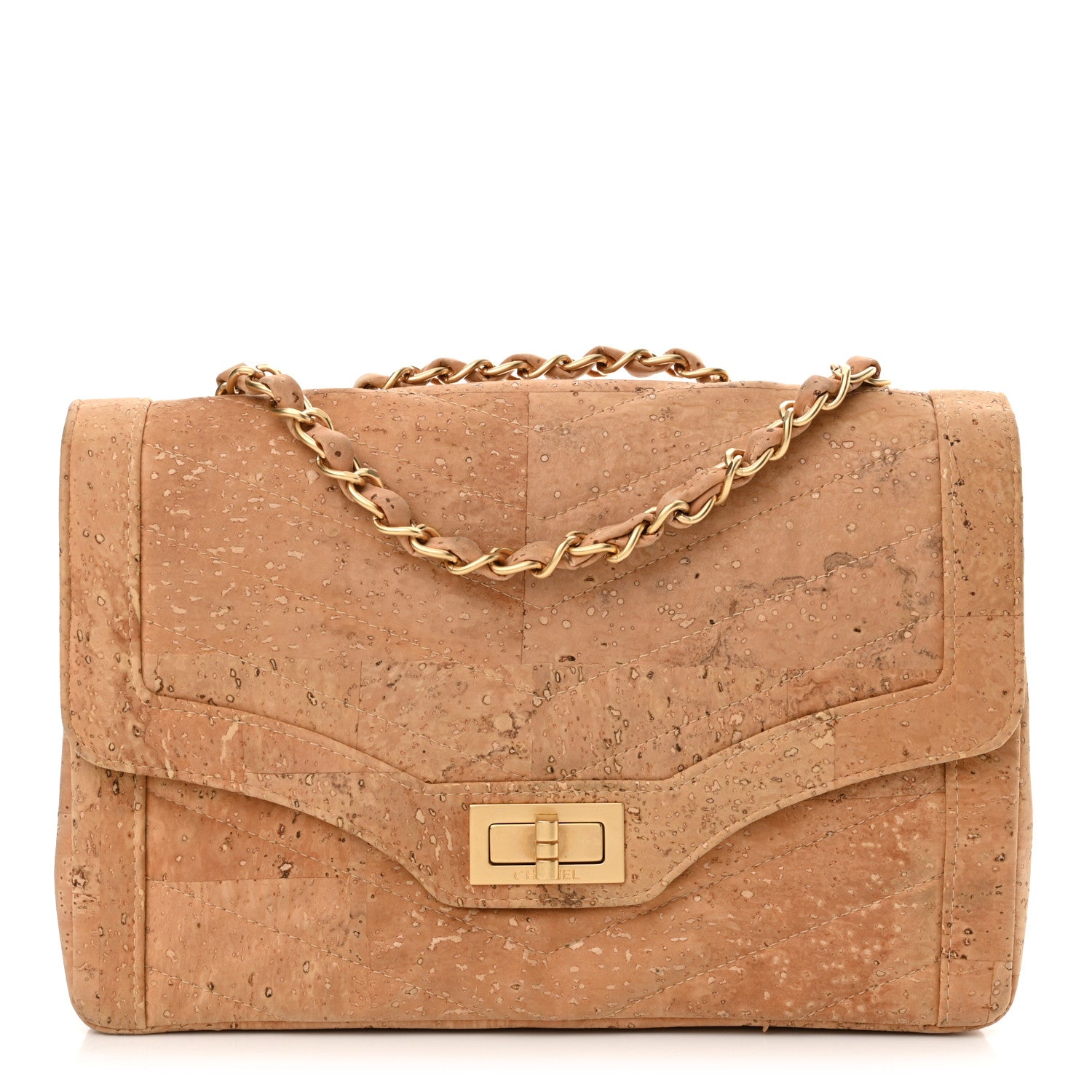 Chanel Cork Chevron Quilted Small Mademoiselle Flap Beige 1 of 14