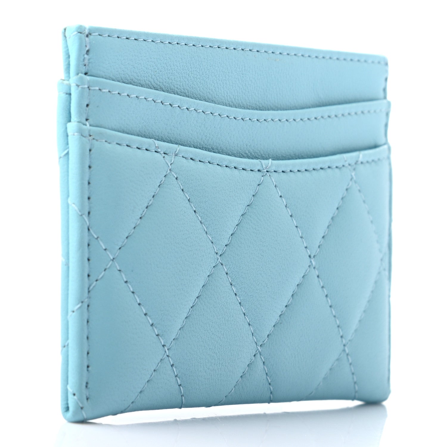 Chanel Lambskin Quilted Card Holder Neon Blue 6 of 16