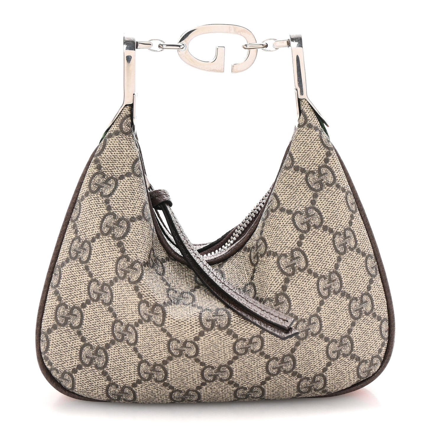 GG Supreme Monogram Textured Calfskin Web Mini Attache Shoulder Bag Beige Ebony New Acero