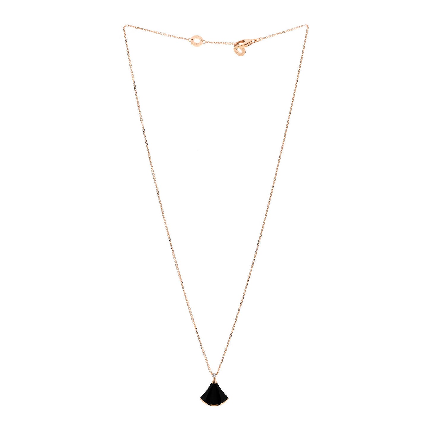18K Rose Gold Diamond Black Onyx Divas' Dream Pendant Necklace