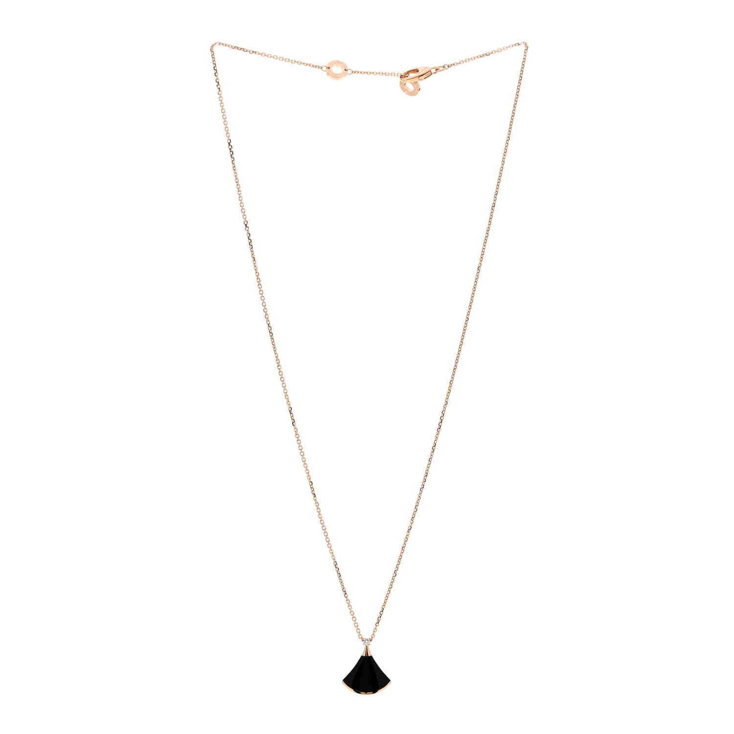 Bulgari 18K Rose Gold Diamond Black Onyx Divas' Dream Pendant Necklace 3 of 6