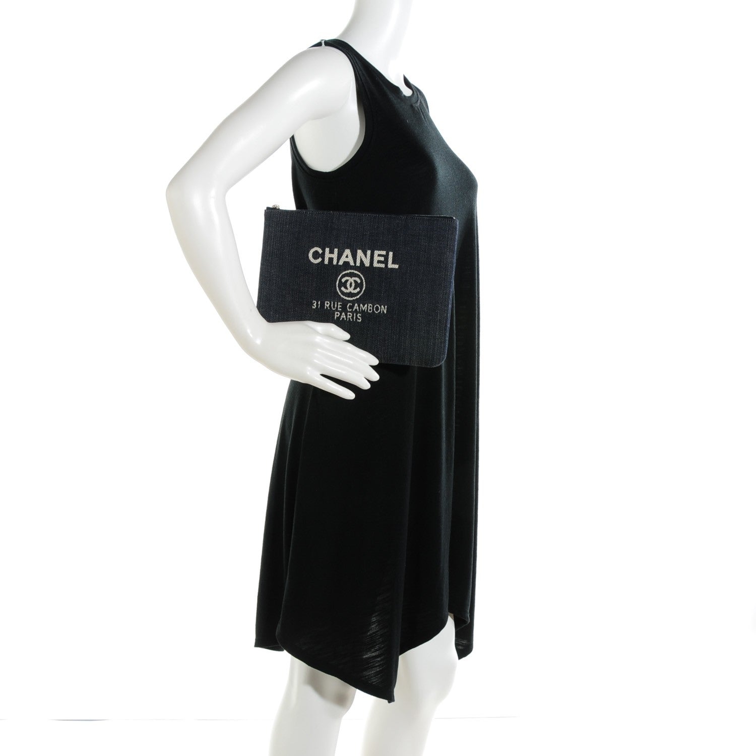 Chanel Denim Large Deauville Pouch Dark Blue 2 of 7