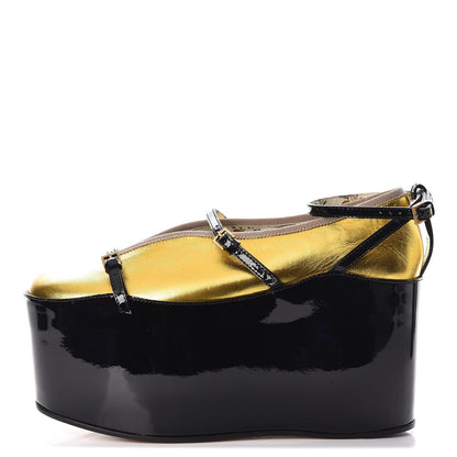 Gucci Metallic Nappa Patent Hannelore Detachable Platform Sandals 37 Gold 1 of 18