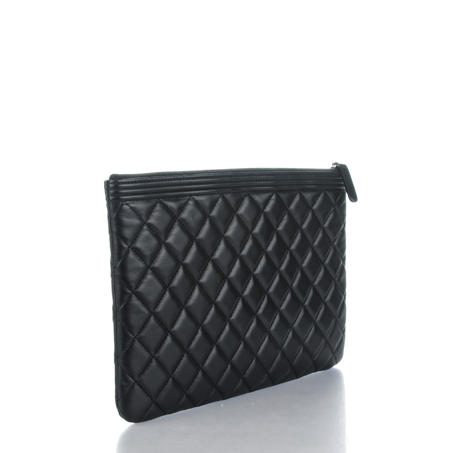 Lambskin Quilted Medium Boy Cosmetic Case Black