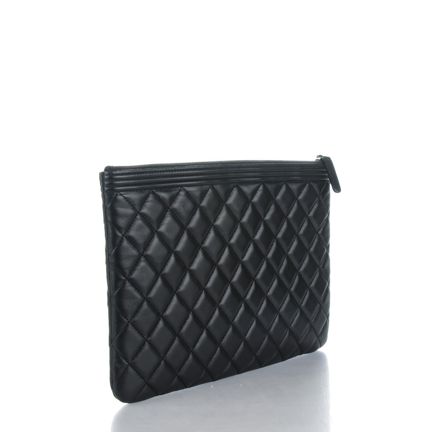 Chanel Lambskin Quilted Medium Boy Cosmetic Case Black 3 of 7