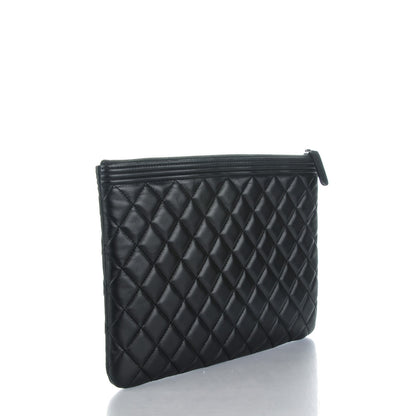Chanel Lambskin Quilted Medium Boy Cosmetic Case Black 3 of 7