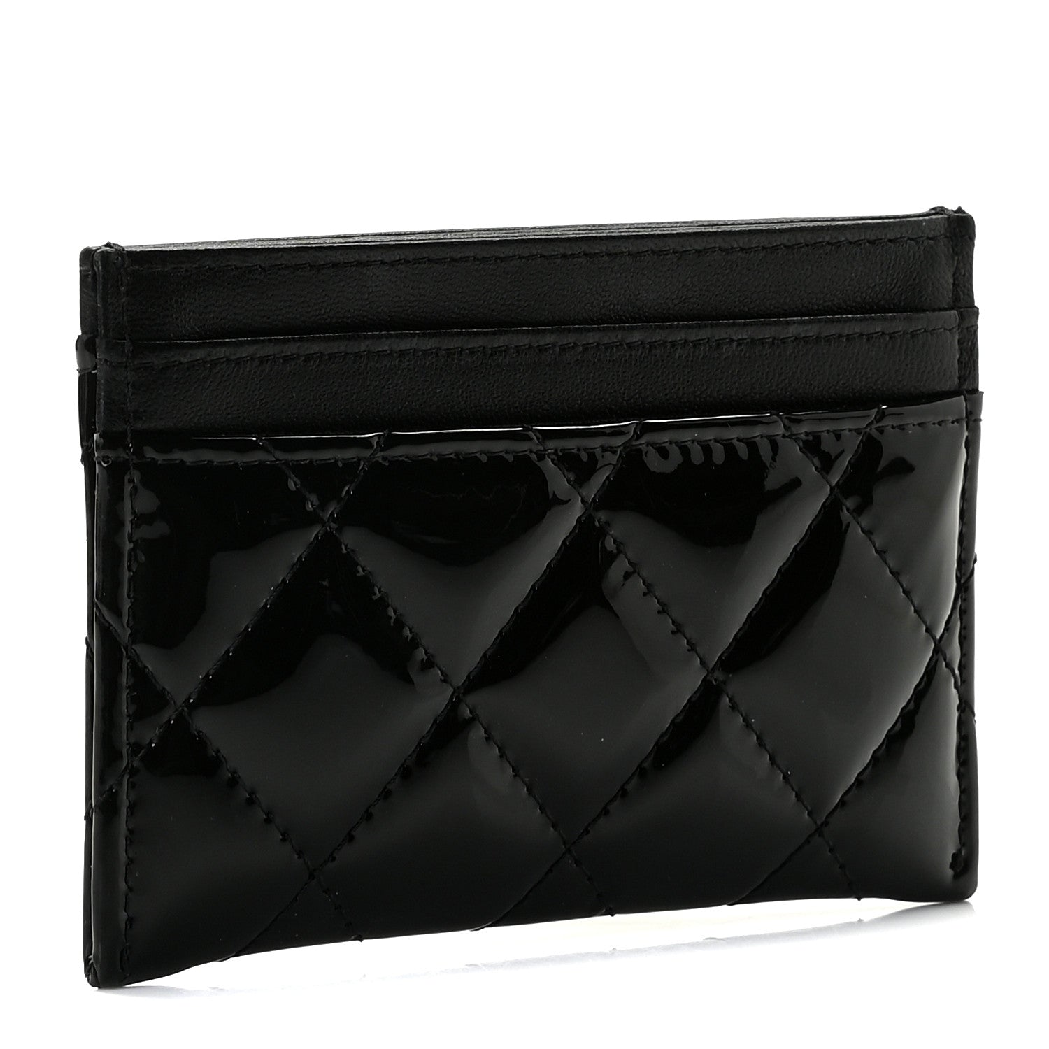 Chanel Patent Calfskin Quilted Card Holder Black 2 of 7