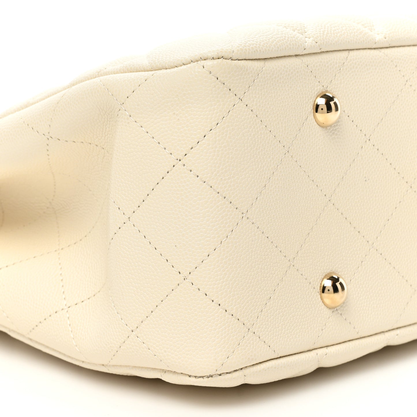 Caviar Quilted Large Classic Shopping Tote White
