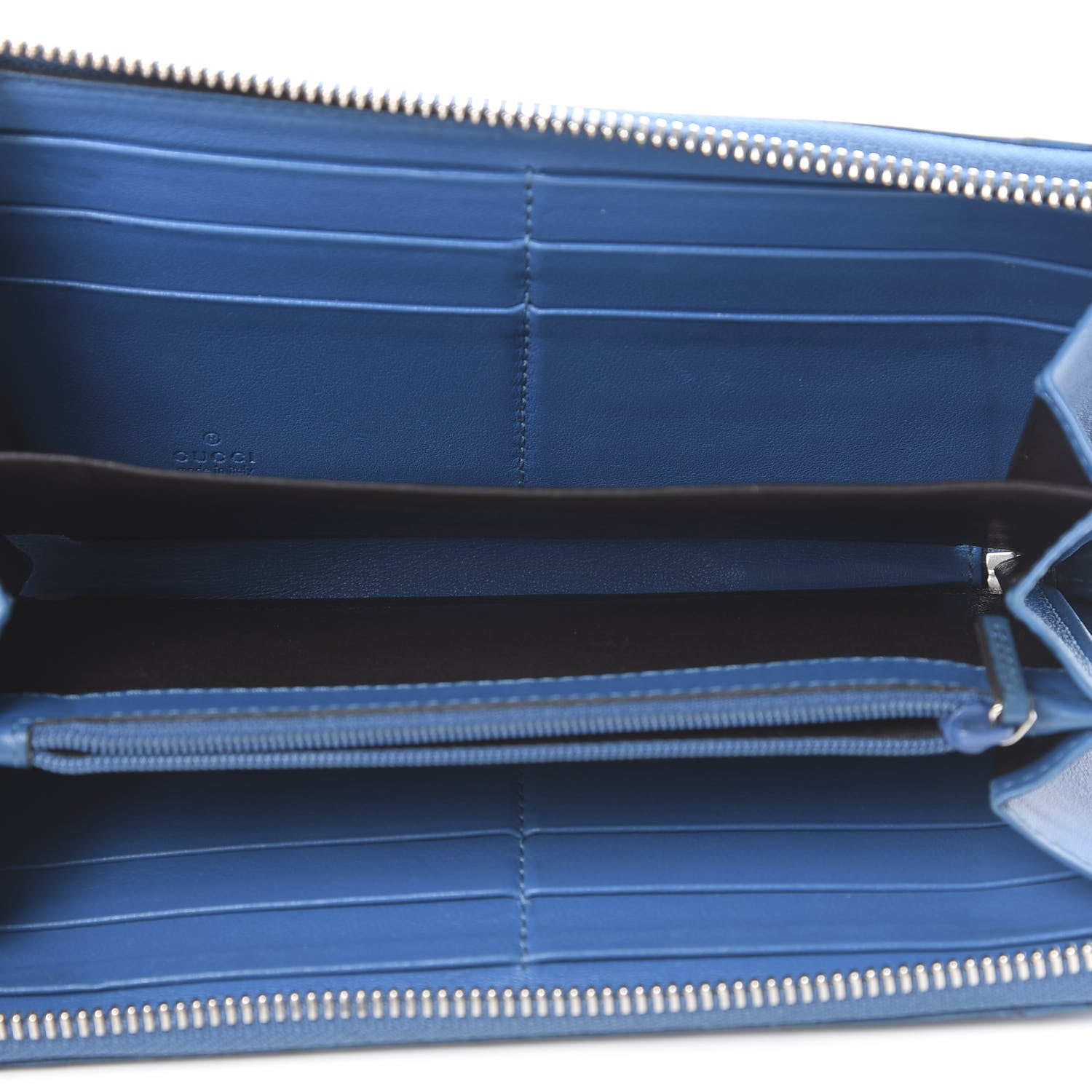 Gucci Lambskin Guccissima Long Zip Around Wallet Dark Blue 4 of 11