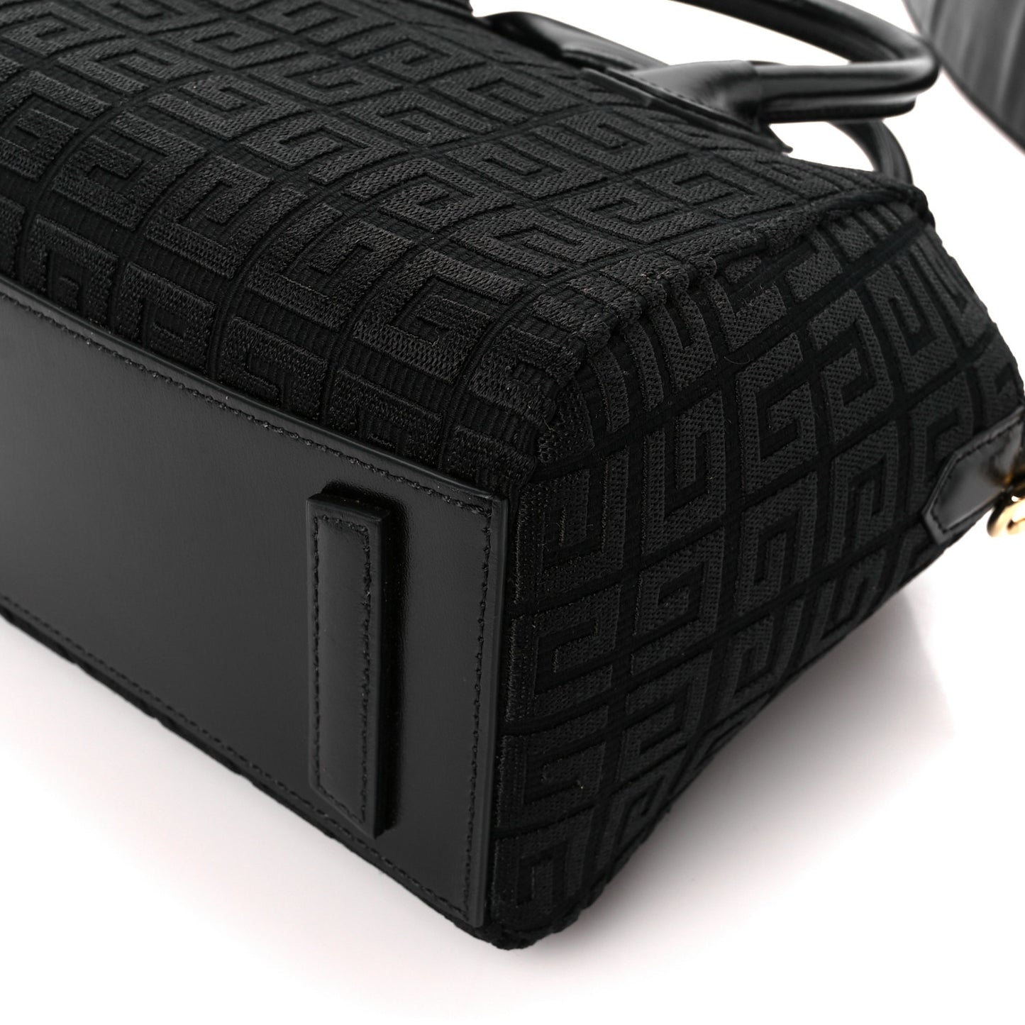 Canvas Jacquard Embroidered Calfskin 4G Mini Antigona Black