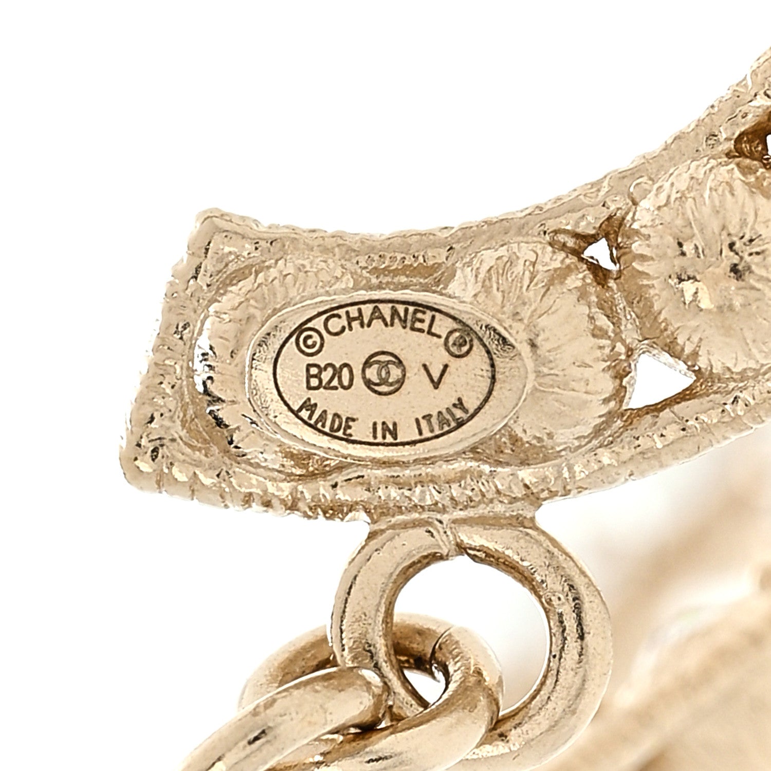 Chanel Crystal Cha-Nel Logo Drop Earrings Gold 3 of 5