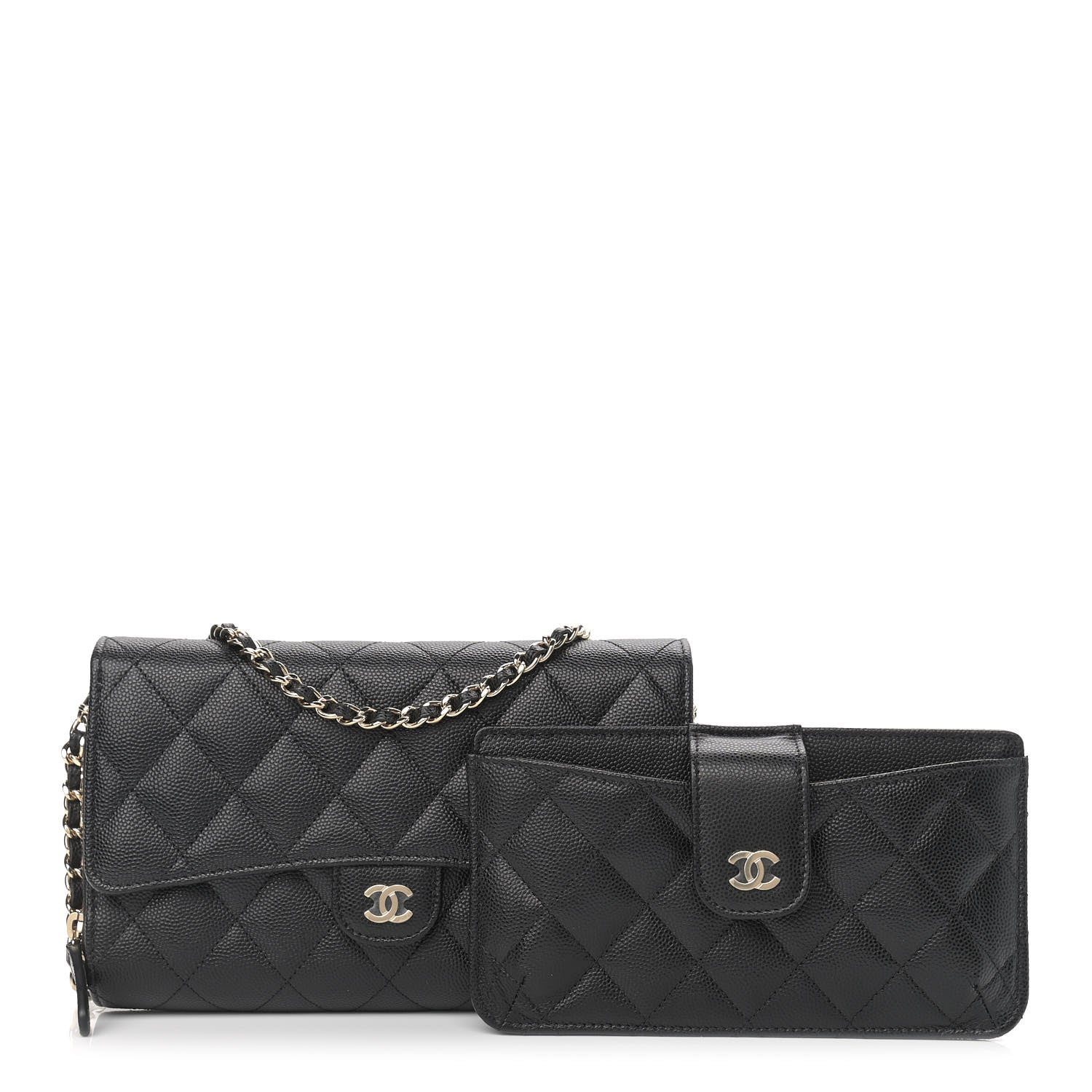 Chanel Caviar Quilted Phone Holder Wallet With Removable Chain Black 1 of 12