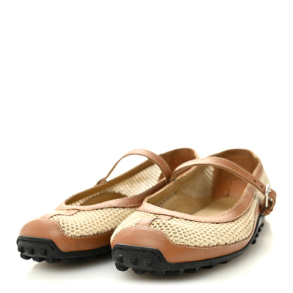Hermes Crochet Knit Calfskin Kichu Ballet Flats 37.5 Beige Lin Naturel 3 of 9