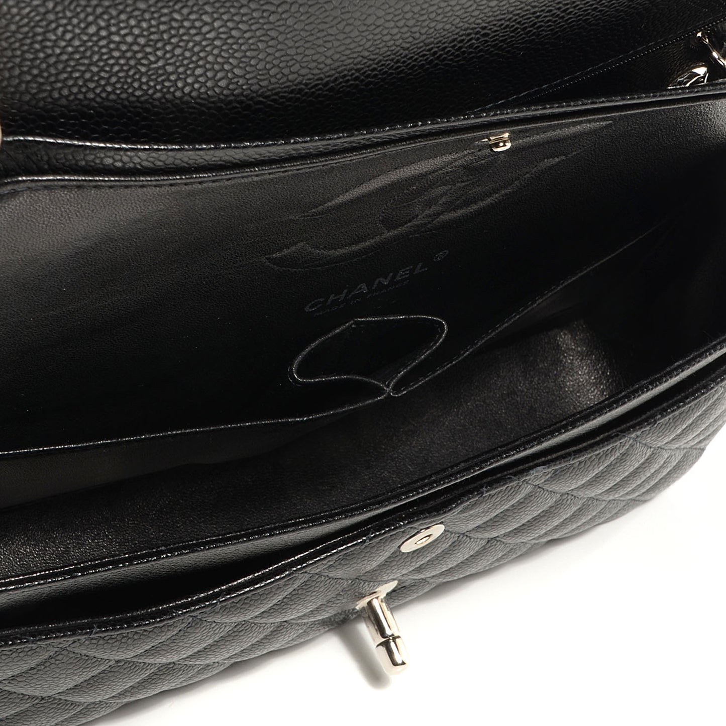 Caviar Quilted Medium Double Flap Black